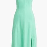 J.Crew Linen Blend Slip Midi Dress Mint Blue Slit Colorful Adjustable US 0 NWT Photo 0