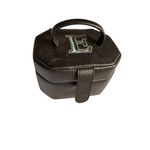 None Black Faux Leather Jewelry Box With Mirror & Initial E Monogram - Travel Size 5" Photo 2