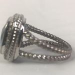 Simulated Aquamarine Cocktail Ring Accent Small Faux Diamonds size 7 braided Blue Photo 2