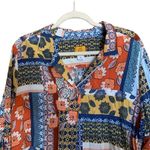 Ruby Rd Size XL Multicolor Boho Floral Patchwork Button Up Shirt Collared Blouse Photo 1