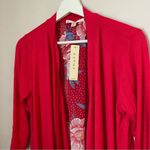 Cyrus  Cardigan Coral Multicolor Floral Print Sheer Casual Business Neutral Photo 3