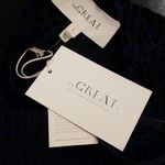 The Great ππ The Merry Dress ~ Navy Blue Velvet Burnout Polka Dot Midi M NWT Photo 13