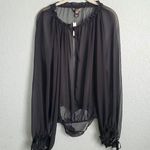Victoria's Secret  Black Chiffon Bodysuit Blouse Photo 0