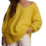 Anthropologie Pilcro  Yellow Fuzzy V-neck Oversized Sweater(Size XS) Photo 0