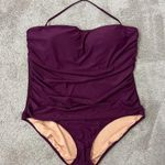 J.Crew New Size 24 Purple Gemma Ruched Bandeau One Piece Swim Suit Photo 2