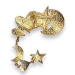 Ultracraft Moon Stars Vintage Galaxy Celestial Crinkle Texture Pin Brooch Gold Photo 1