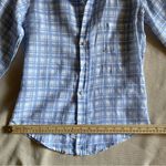 Frank & Eileen Shirt Blue & White Plaid Italian Linen Button Up Barry XXS READ Photo 9