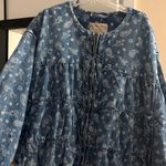 Free People We The Free Layla Printed Denim Jacket in Blue Fog Size Large EUC Worn Once! 💙💙💙 Photo 6