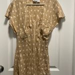 Newport News Vintage Tan With White Polka Dot Short Sleeve Blouse In Size 8 Large Or Medium Photo 0