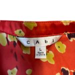 CAbi  Women's Art Teacher Satin Red Wildflower Tunic Top Photo 2