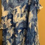 Ralph Lauren Lauren  Blue White Floral Ruffle Silk‎ Skirt Women's Size Large Photo 2