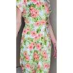 First Vision By Shirin Vintage First Vision Green & Pink Hibiscus Floral Tropical Sequin Pant Shirt Set Photo 1