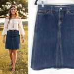 Gap Y2K Denim Jean Skirt Size 2 Deconstructed Medium Wash Above Knee Seamed 2004 Photo 1