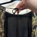 Milly New York Black Gold Metallic Silk Long Sleeve Dress with Tie Back Size 6 Photo 8