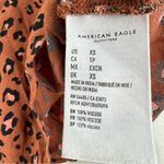 American Eagle  Blouse Womens XS Rust Brown Leopard Print Puff Sleeve Cottagecore Photo 4