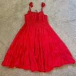 Zaful  Red Ruffle Spaghetti Strap Smocked Tiered Mini Dress M Photo 7