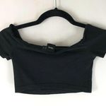 ASOS Womens Crop Top Off Shoulder Short Sleeve Cotton Stretch Black Size 0 Photo 1