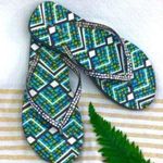 Vera Bradley Women's Multicolor Geometric Flip Flops NWOT 9/10 Photo 1