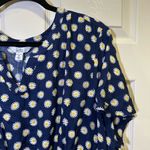 Croft & Barrow Smocked Waist Challis Dress Size 3X V-Neck Navy Daisy Floral NWT Photo 1