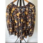 Old Navy NWT Size XL  Black Yellow Orange Floral Chiffon Blouse Smocking Photo 6