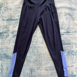 Adidas  Blue Color Block Climalite Athletic Leggings w Mesh Side Pocket Medium Photo 0