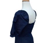 Lulu’s Mini Dress Size M Navy Blue Square Neck Polka Dots Y2K Puff Sleeve Casual Size M Photo 3