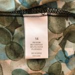 Dressbarn Dress Faux Wrap Short Sleeve Pleated Geometric Blue Green 14 Photo 3