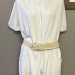 Michael Kors Cream Short Sleeve Cardigan Sweater Tunic with Beige Belt- Small Photo 0