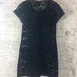 Per Se #112  BLACK LACE LEATHER TRIMMED MINI DRESS Photo 1