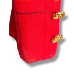 Vintage 90s Leslie Fay Red Plaid Blazer Oversized 90s Tartan Jacket Gold Buttons Size M Photo 7