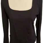 House of Harlow 1960 Bodysuit Top Black Snap Bottom Square Neck Long Sleeve XL Photo 0