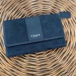 Coach  Signature C Black Logo Jacquard Leather TRIFOLD Wallet Change Purse Canvas Photo 3