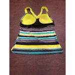 ZeroXposur  Yellow Blue Black Striped Racer Back Tankini Top‎ Size 12 Photo 1