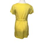 Boden Sunny Yellow Linen Beaded Jeweled Short Sleeve Tunic Top Ruched Size 6 Photo 4
