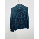 STINE GOYA Black Blue Metallic Button Front Floral Lucian Long Sleeve Top sz XS Photo 2