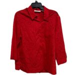 Sag Harbor Red Burnout Floral Button Up Shirt Size XL Sheer Light weight Photo 0