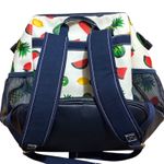 Lands' End  Large Canvas Coated Fruit Print Backpack Navy Trim Insulated CoolerBag Photo 5