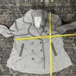 Free People Women’s Size 4 Light Gray Double Breasted Cotton Mini Trench Jacket Photo 6