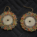 Beaded Earrings Round Statement Earrings‎ Colorful Beaded Dangle Earrings Gold Photo 0