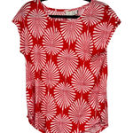 Joie  Red Linen Leaf Print Blouse Womens M Beachy Summer Vacation Tropical Top Photo 0