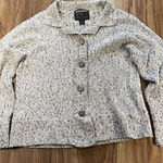 Woolrich  Silk Lambs Cable Knit Sweater Women's M Cream Brown Wood Floral Buttons Photo 0