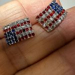 American flag rhinestone post earrings Blue Photo 3