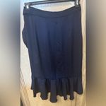 ZARA  Basic Women's XS Wrap Skirt Slit Midi Flowy Ruffles Navy Blue Bow Photo 1