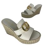 Christian Dior White CD Montaigne Wedge Slide Sandals Photo 5