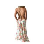 Olivaceous peach floral sexy maxi dress L Photo 1