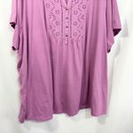 Woman Within Woman‎ Within Plus Size 34W 36W Top 4X Eyelet Blouse Short Sleeve Purple 433 Photo 3