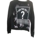 Mighty fine Medium Black Graphic Sweatshirt Floral Purple Photo 1