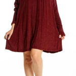 Free People Crinkle Spin Me Tunic Shirt Dress Longsleeve Button Front in Red XS Photo 0