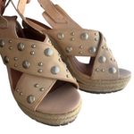 Rebecca Minkoff  Tan Silver Studded Wedge Sandals Size 7.5 Photo 1