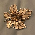 Sylvia Dahl Signed Brooch Scarf Clip Bronze Butterfly Silver Maple Leaf 2x2.5” Brown Photo 3